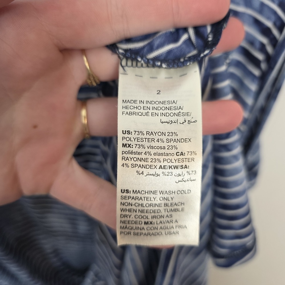 Chico's Blue White Stiped Stretchy‎ Sleeveless Cinch Sides Maxi Dress Size Large - Picture 5 of 8